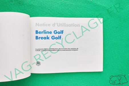 Notice d'utilisation Golf 3 berline et break 9715511H140 1996 - Image 2