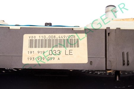Compteur + compte-tours VDO 191919033LE Golf 2 Jetta 2 Diesel 318289 km - Image 3
