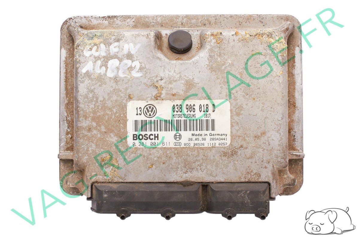 Calculateur moteur ecu Bosch 0281001611 038906018D Golf 4 TDI 90 cv AGR - Image 1