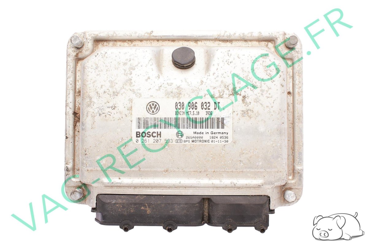 Calculateur moteur ecu Bosch 0261207593 030906032DT Polo 3 6N 6N2 1.4i AUD ANW - Image 1