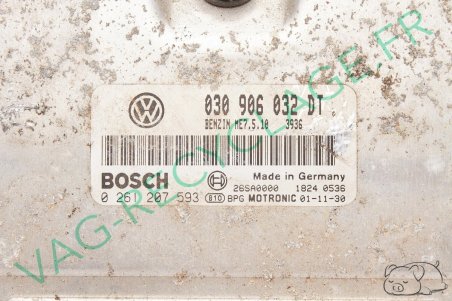 Calculateur moteur ecu Bosch 0261207593 030906032DT Polo 3 6N 6N2 1.4i AUD ANW - Image 2