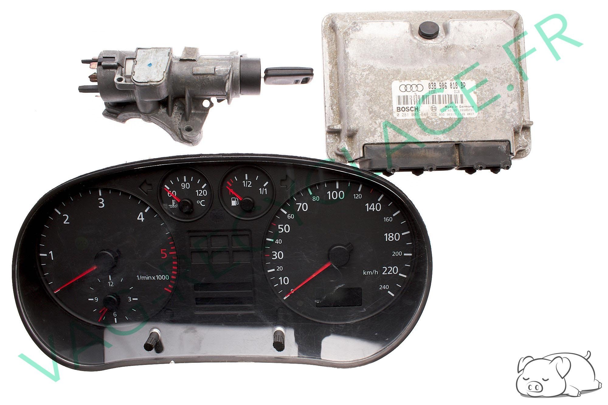 Kit démarrage Audi A3 1.9TDI 110cv Compteur 8L0919860D Boitier ECU 038906018BP - Image 1