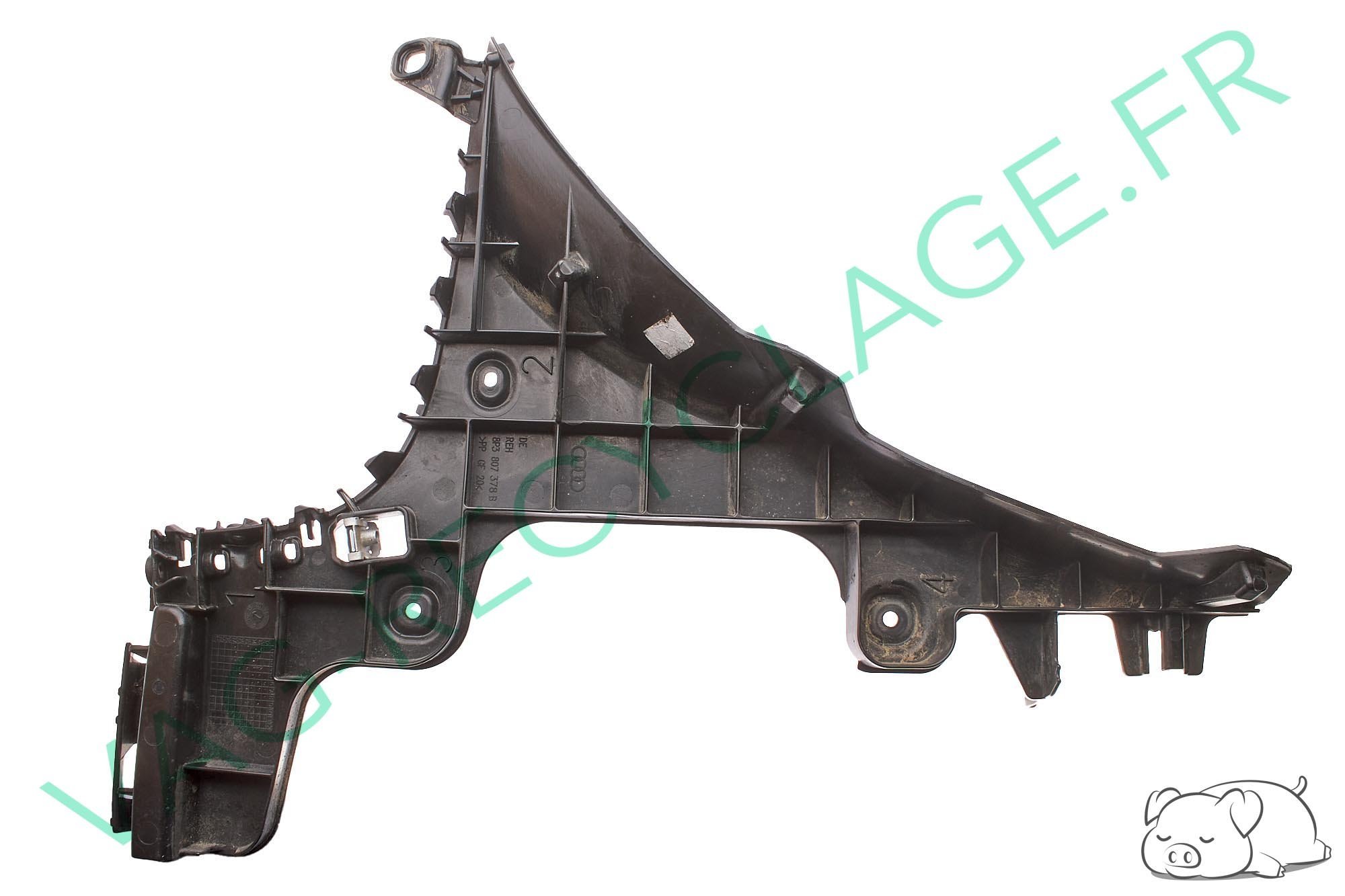 Support pare-chocs arrière droit 8P3807378B Audi A3 8P 3 portes 2003 à 2012 - Image 1