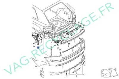 Support pare-chocs arrière droit 8P3807378B Audi A3 8P 3 portes 2003 à 2012 - Image 3