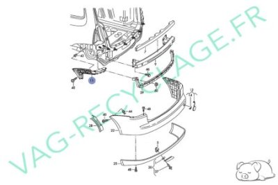 Support pare-chocs arrière droit 1T0807376A pour Touran 1 Phase 1 - Image 5