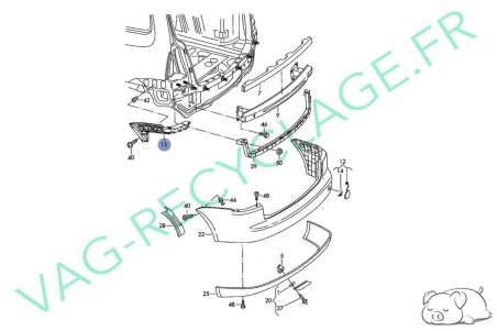 Support pare-chocs arrière droit 1T0807376A pour Touran 1 Phase 1 - Image 5