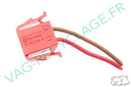 Fiche connecteur 2 pôles Rouge 191972752 Corrado Passat Golf 3 Transporter T4 - Image 1