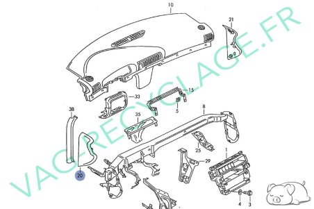 Cache gauche tableau de bord / boite à fusible 8D0857085AN Audi A4 B5 / RS4 B5 - Image 5