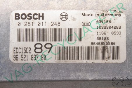 Calculateur moteur ECU Bosch EDC15C2 9652183780 0281011248 Peugeot 307 2.0 HDI - Image 3