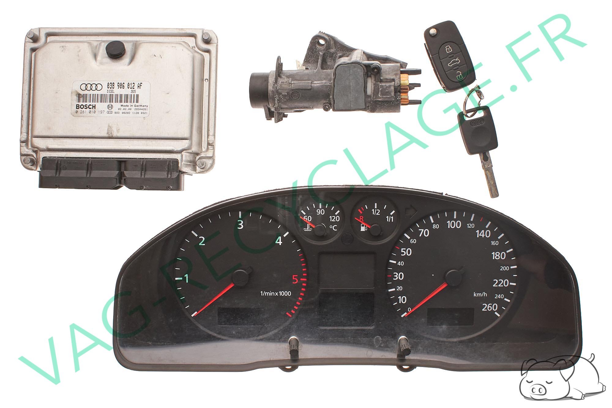 Kit démarrage Audi A4 1.9TDI 90cv Compteur 8D0920900H Boitier ECU 038906012AF - Image 1