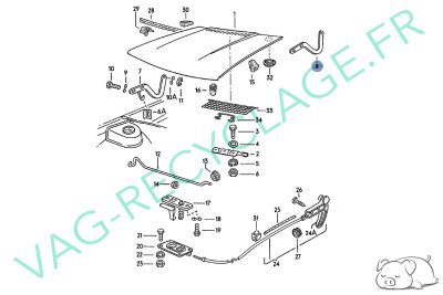 Compas de capot 161823301 Golf 1 Golf 2 Jetta 1 Jetta 2 Polo 2 Scirocco (Gris) - Image 3
