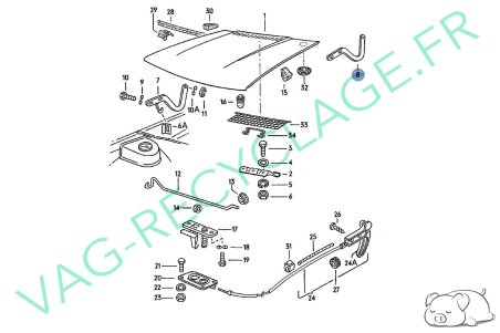 Compas de capot 161823301 Golf 1 Golf 2 Jetta 1 Jetta 2 Polo 2 Scirocco (Gris) - Image 3