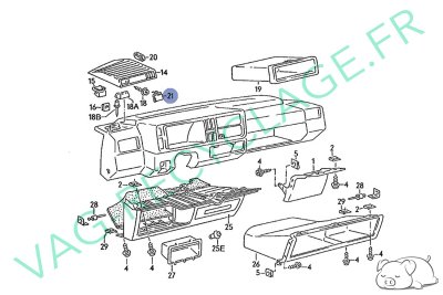 Cache grille enceinte droite 191857482 sur tableau de bord pour Golf 2 Jetta 2 - Image 4