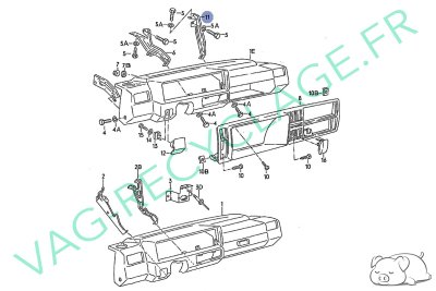 Patte support tableau de bord milieu droite 191857246 pour Golf 2 et Jetta 2 - Image 3