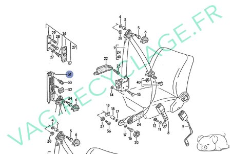 Réglage en hauteur ceinture sécurité 191857819 Corrado Golf 2 Passat 3 Jetta 2 - Image 5