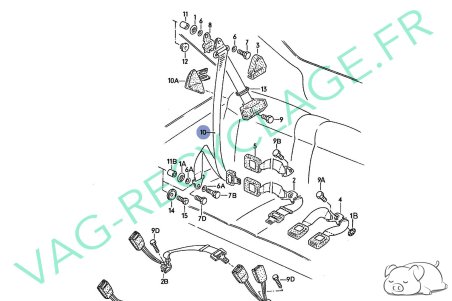 Ceinture de sécurité arrière droite 193857806A pour Golf 2 4 portes - Image 9