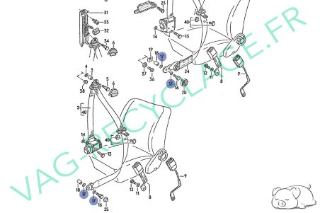 Rondelle nylon ceinture de sécurité 211857771 Pour Volkswagen Seat Audi - Image 2