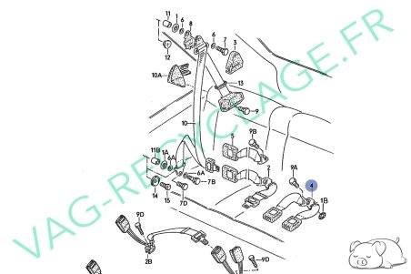 Double bouche de ceinture de sécurité arrière 191857739 pour Volkswagen Golf 2 - Image 4