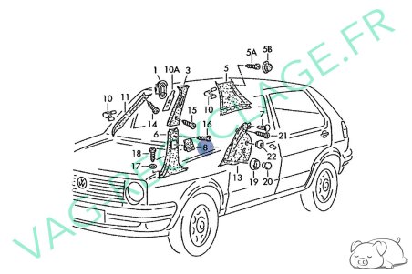 Guide passage ceinture de sécurité avant gauche 193867329 pour Golf 2 Jetta 2 - Image 3
