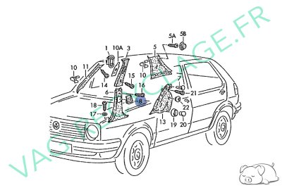 Guide passage ceinture de sécurité avant droit 193867330 pour Golf 2 Jetta 2 - Image 3