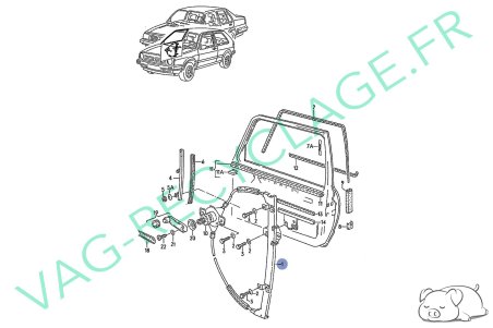 Remonte-vitre manuel avant droit 191837402B pour Golf 2 et Jetta 2 - Image 4