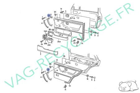 Support poignée porte intérieure coté gauche 191867179 pour Golf 2 et Jetta 2 - Image 5