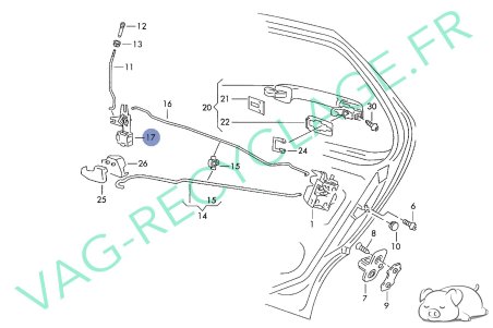 Levier de renvoi tige loquet de porte Droite 193839826 Golf 2 Polo 3 Passat - Image 4