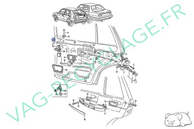 Tige loquet de porte arrière droite 193839184 pour Golf 2 et Jetta 2 - Image 1