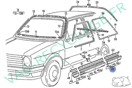 Baguette porte arrière gauche 193853753F pour Golf 2 et Jetta 2 - Image 7