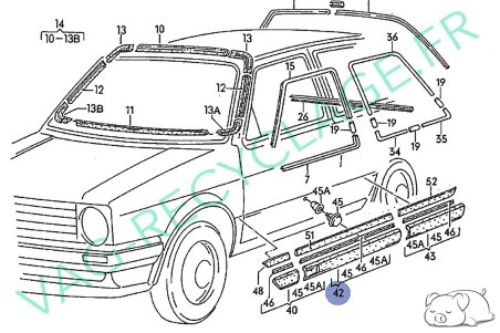 Baguette porte avant droite 193853516F pour Golf 2 et Jetta 2 - Image 7