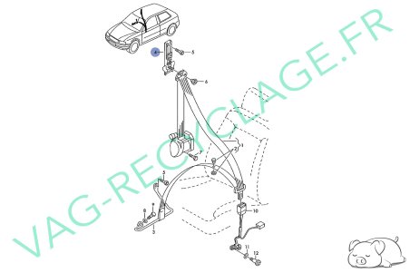 Réglage hauteur ceinture sécurité 4A0857833D Audi 100 A3 8L A4 B5 A6 C4 C5 RS4 - Image 5