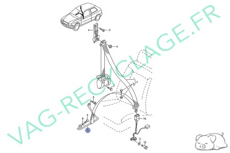 Barre fixation ceinture de sécurité avant gauche 8L3857825 pour Audi A3 8L - Image 4