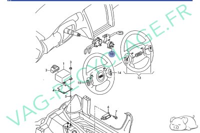 Contacteur tournant volant airbag 1J0959653C Audi A3 8L A4 B5 A6 C5 A8 D2 TT - Image 5