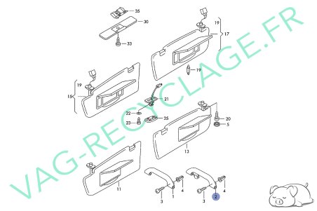 Poignée maintient escamotable arrière droite 8D0857608C Audi A3 8L Audi A4 B5 - Image 5