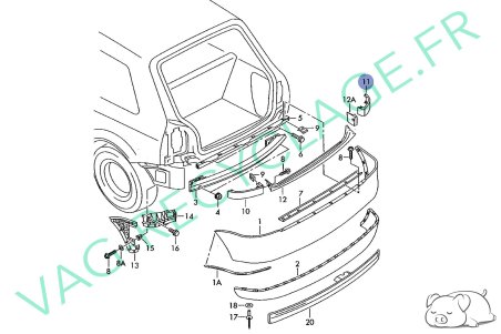 Cache feux arrière droit pare-chocs 8L0807872C pour Audi A3 8L Phase 2 (noir) - Image 6
