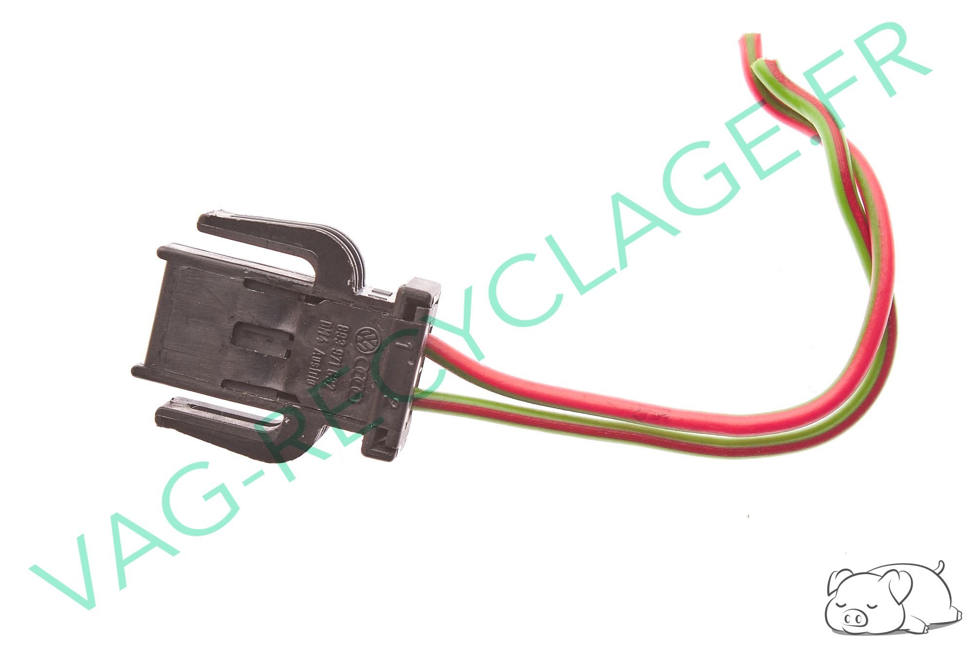 Fiche plate 2 pôles noire 893971632 pour Volkswagen Seat Skoda Audi - Image 1