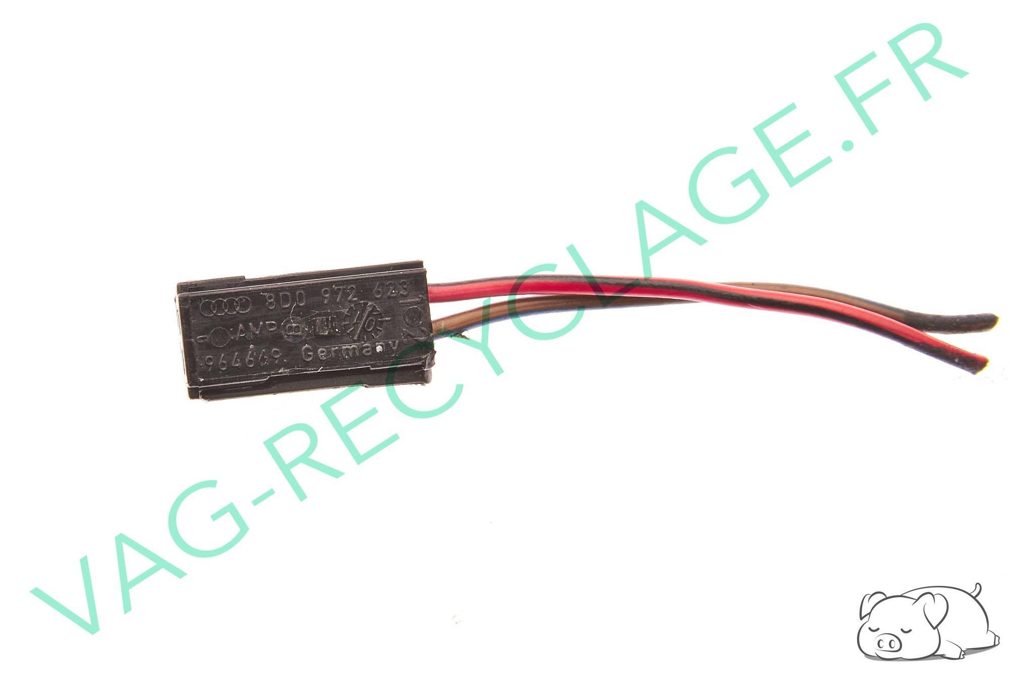 Fiche faisceau 2 pôles noire 8D0972623 pour Audi Seat Skoda Volkswagen - Image 1