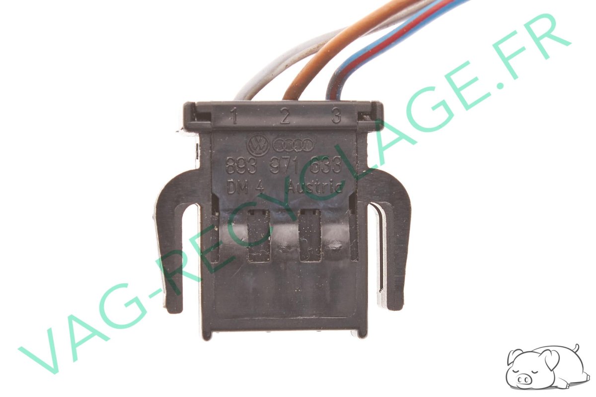Fiche plate 3 pôles noire 893971633 pour Volkswagen Seat Skoda Audi - Image 1