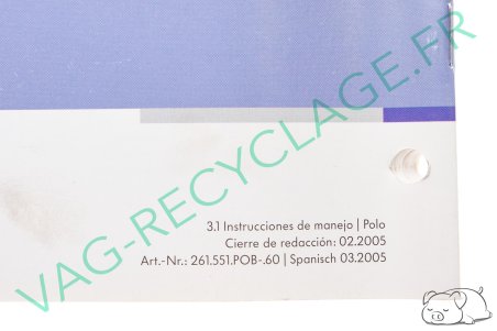 Notice 3.1 Instrucciones de manejo pour Polo 4 Phase 2 9N3 (en espagnol) - Image 2