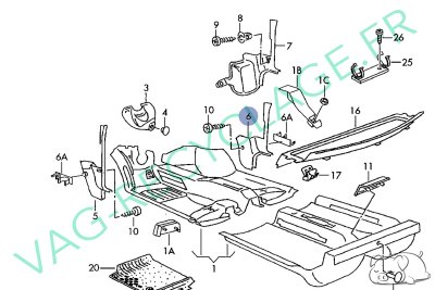 Cache intérieur avant coté droit 1H1863484 pour Golf 3 Golf 3 Cabriolet Vento - Image 6