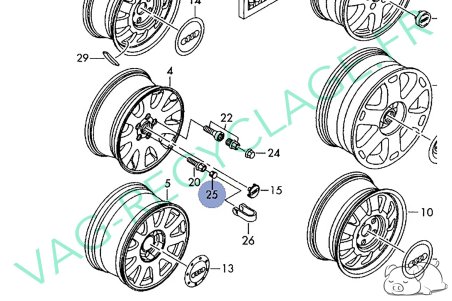 Cache boulon de roue avec rebord 321601173A Gris Volkswagen Audi Seat Skoda - Image 5