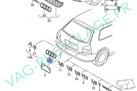 Logo de coffre chromé 8D9853742 pour Audi A3 8L Audi A4 B5 Audi RS4 B5 - Image 3