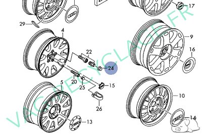 cache boulon de roue 8D0601173D (gris) Audi A2 Audi A3 8L A3 8P A4 B5 A6 C5 TT - Image 5