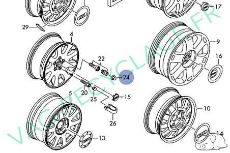 cache boulon de roue 8D0601173D (gris) Audi A2 Audi A3 8L A3 8P A4 B5 A6 C5 TT - Image 5