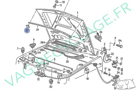 Clips joint de capot moteur 251823717 Golf 2 Corrado Polo 4 Lupo Transporter - Image 3