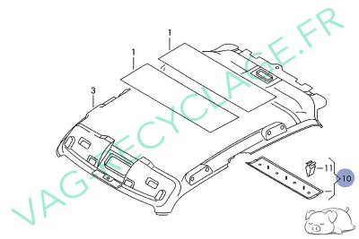 Cache ciel de toit partie arrière 8L3867839 pour Audi A3 8L Phase 2 (gris) - Image 6