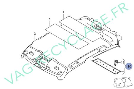 Cache ciel de toit partie arrière 8L3867839 pour Audi A3 8L Phase 2 (gris) - Image 6