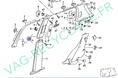 Cache montant de porte droit 1H4867244B pour Golf 3 et Vento - Image 5