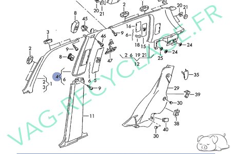 Cache montant de porte droit 1H4867244B pour Golf 3 et Vento - Image 5