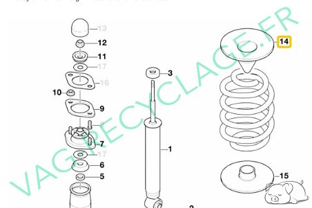 Semelle supérieure de ressort arrière 1128610 Bmw série 3 E30 et E36 Compact - Image 4